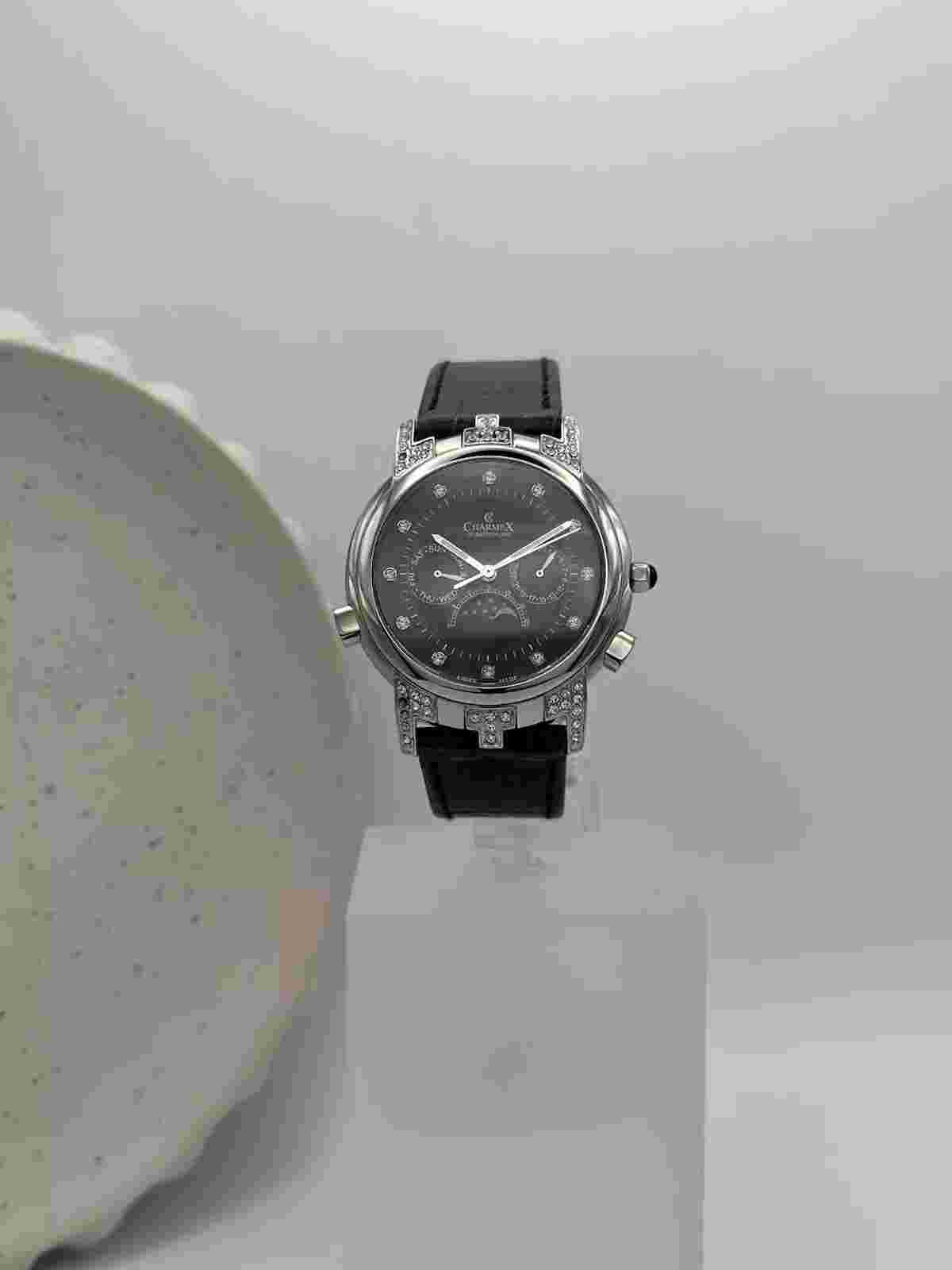 Charmex Of Switzerland Men’s Watch, Chronograph, Sapphire Crystal, Leather Strap