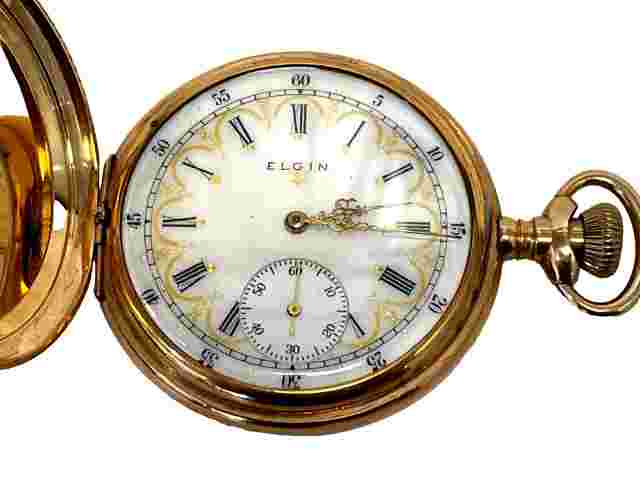 14K Elgin 1916 16S Size 7 Jewel Grade 290 Hunter Case Pocket Watch  ~Rare Dial