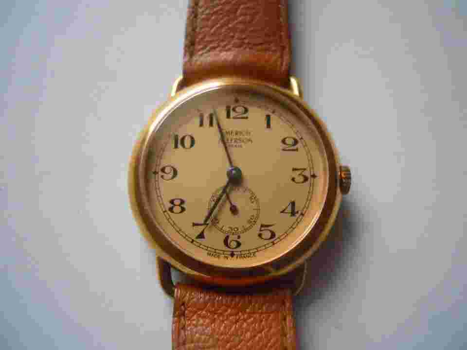 Vintage Emerich Meerson women's Brown leather band,wind up & Analog used watch.