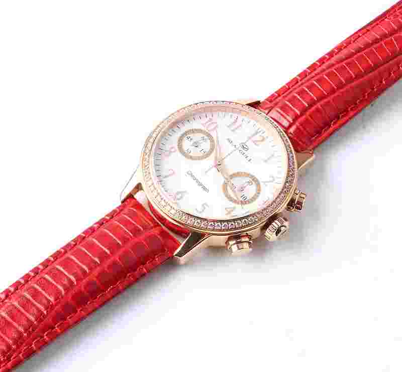 Seagull Rhinestones Mother of Pearl Lady Women's Mechanical Chronograph Watch