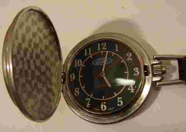 Ford Built Tough Pocket Watch Japan Movt Leather with Lobster Clasp New Battery