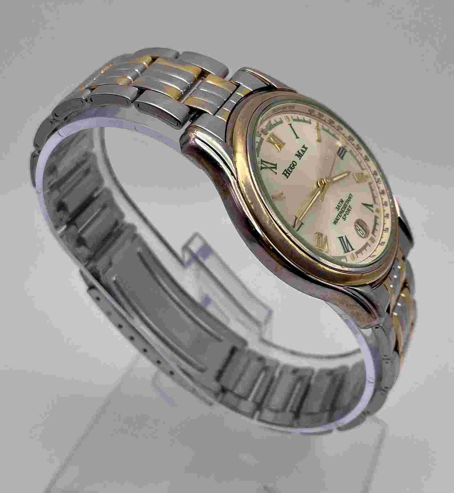 Hugo Max  Men’s Sports Watch 18k gold plated Bezel New Battery