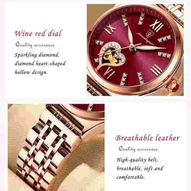 Reloj Dorado con Pulsera en Oro Acero Inoxidable Relojes Moda Para Mujer Cuarzo