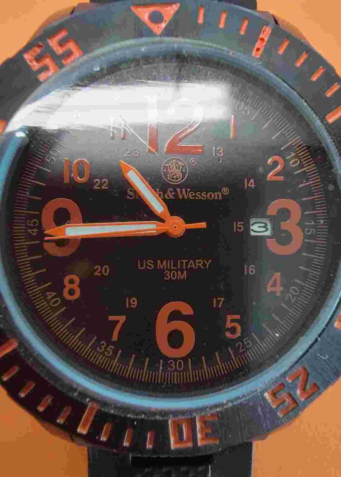 Smith & Wesson Watch Japanese Movement- Black Face Orange numbers (NEW NO BOX)