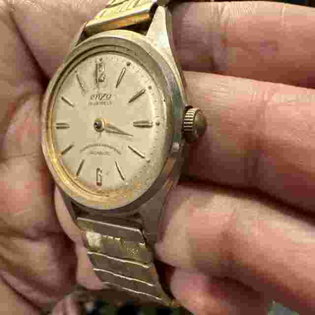 Works Vintage Enzo mens watch 17 jewels Manual Wind Missing Glass & Minute Stick