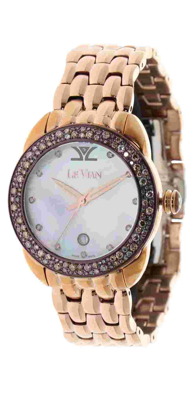 LeVian watch featuring Chocolate Diamonds in Gold Stainless Steel Strap