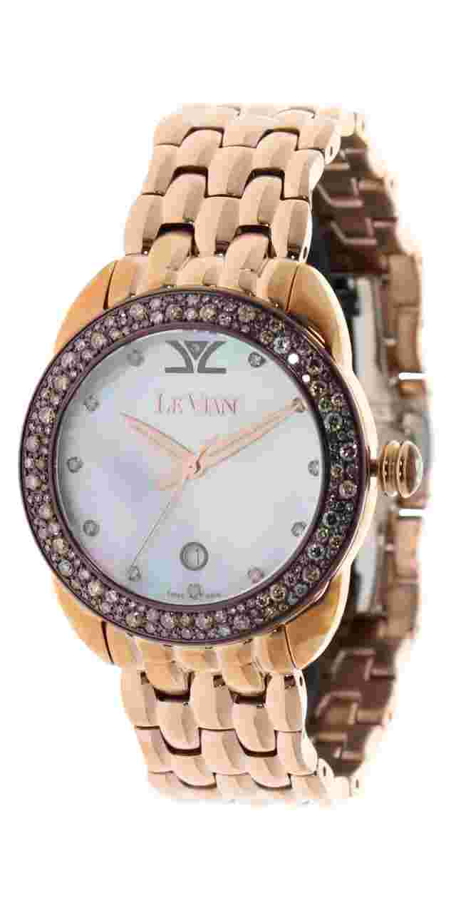 LeVian watch featuring Chocolate Diamonds in Gold Stainless Steel Strap