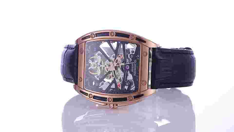 Square Luxury Watch Men's Transparent Full Hollow Design Waterproof Wristwatch