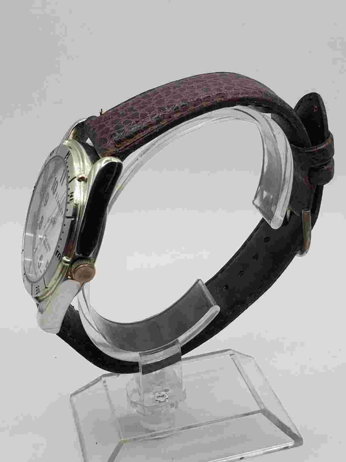 Elements Men's Quartz Watch 38mm Round Silver Tone Brown Faux Leather
