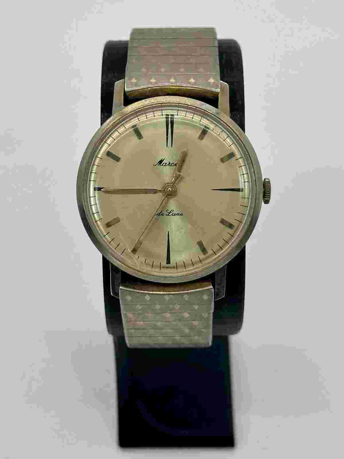 Working Vintage Marcel De Luxe Mechanical Mens Watch Gold Tone D1