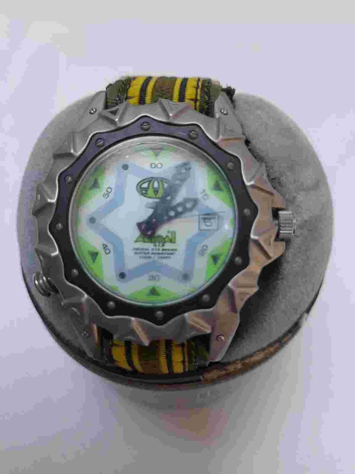 Rare Animal Watch W010 7A Green/White Face with Black Canvas Wristband New