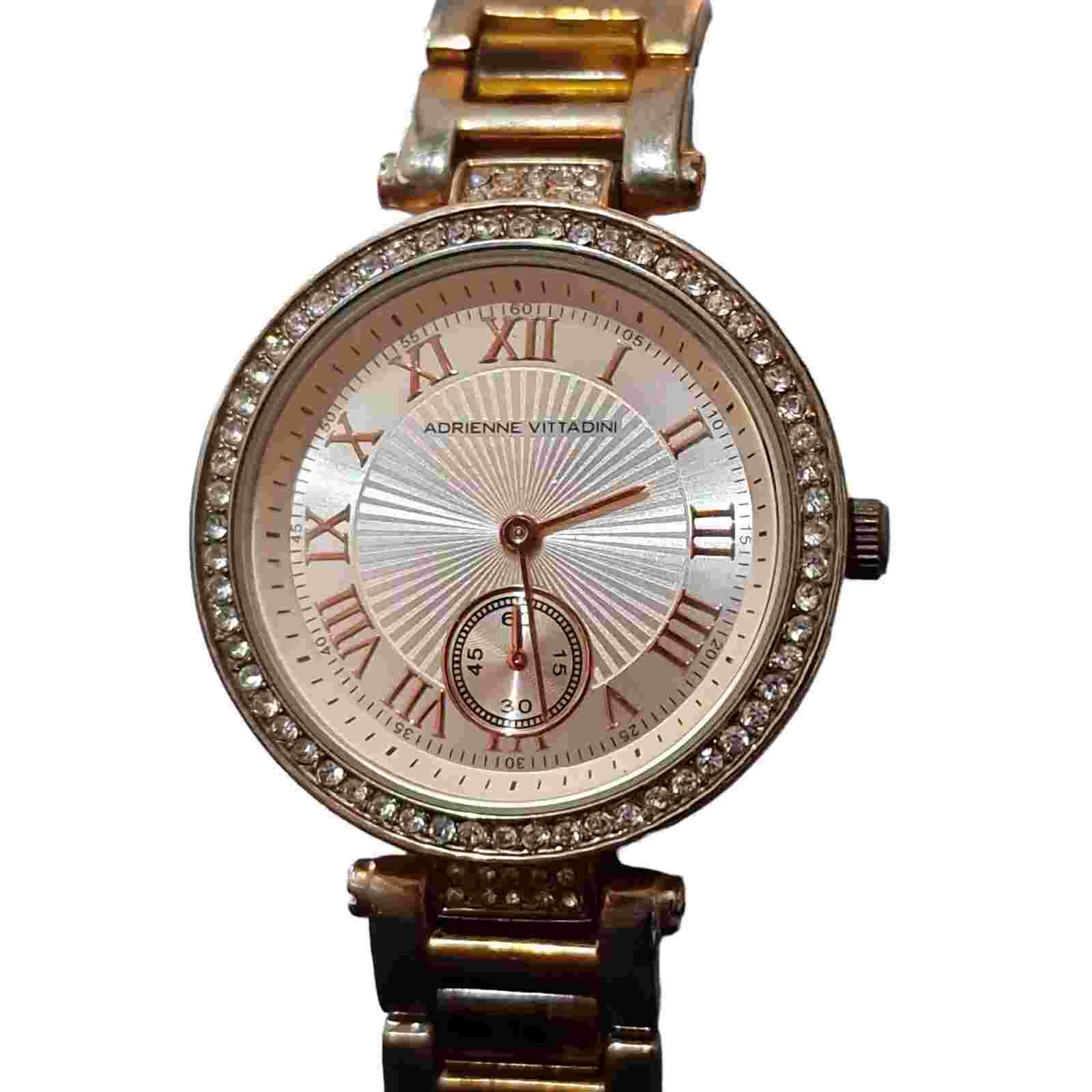 Ladies Adrienne Vittadini Rose Gold & Turtoise Shell Acetate Centre Links Watch