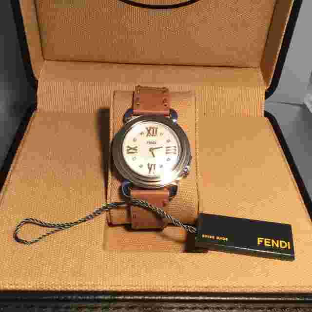 NIB Fendi Selleria Diamond Mother of Pearl Leather Strap Watch  37mm