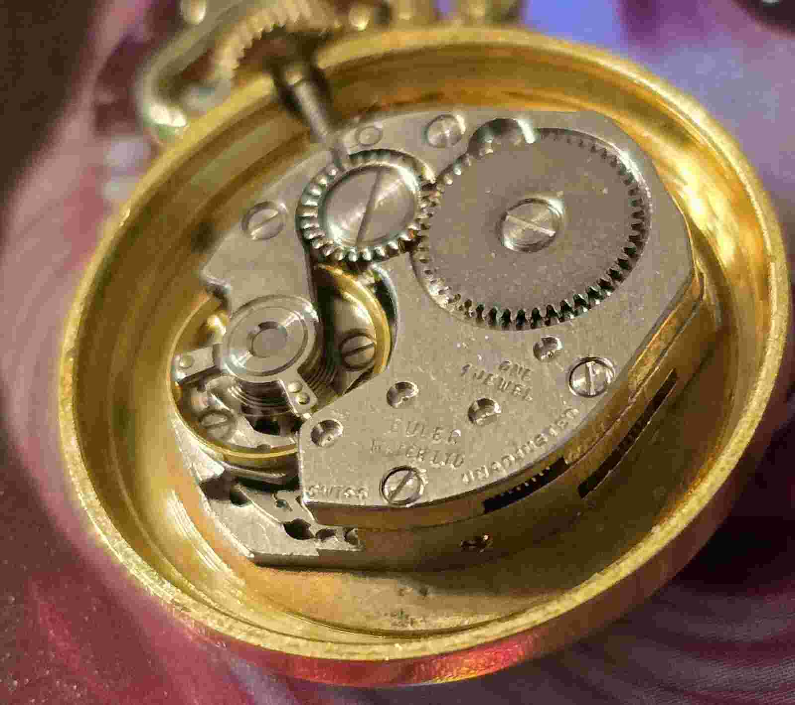 Buler Swiss Mechanical Wind-Up Pendant Watch Very Eye Catching W/Long Chain 32"