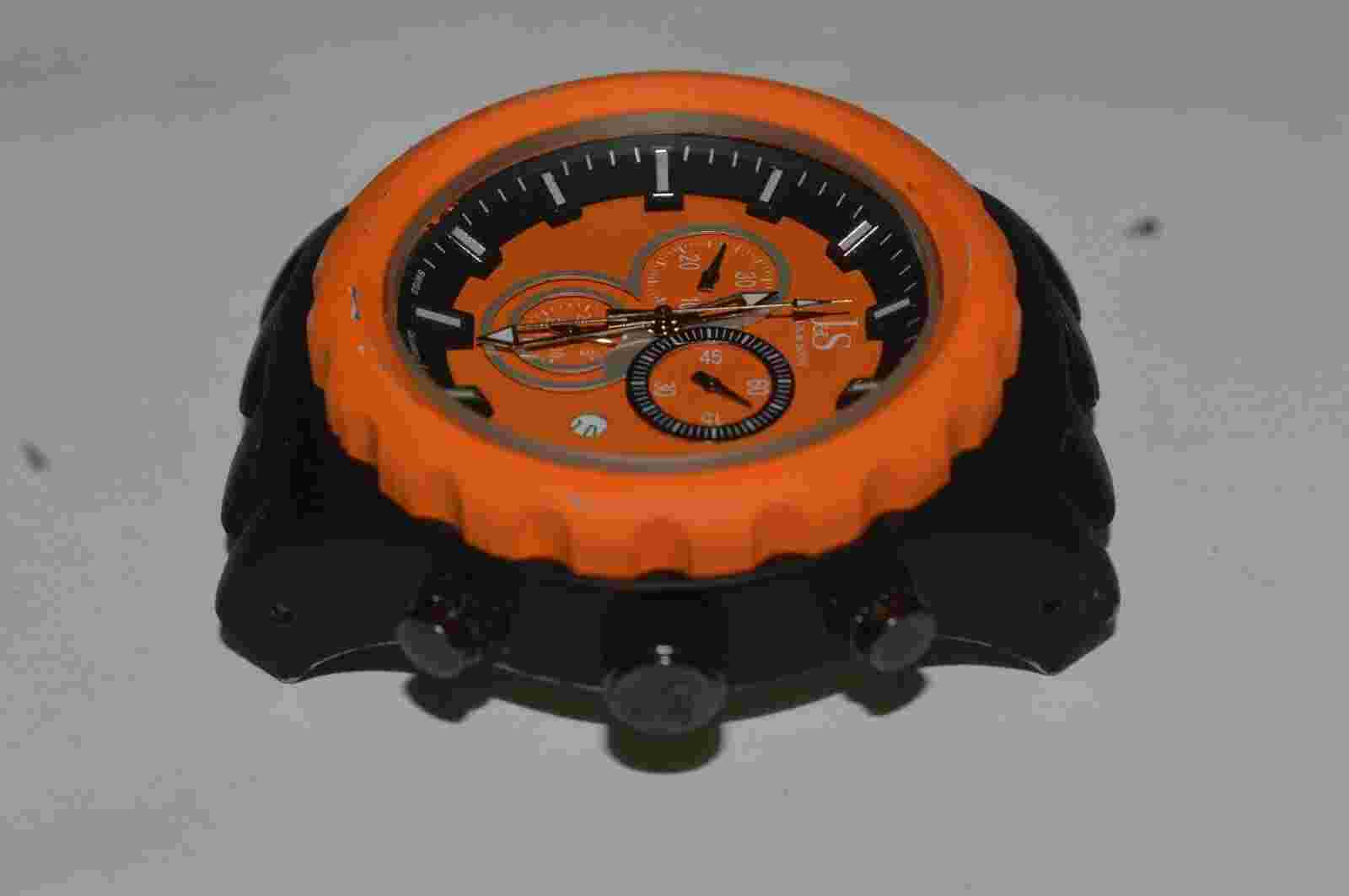 JOSHUA & SONS JS59OR Chrono Quartz Watch 50mm Tested Works Fine No Strap