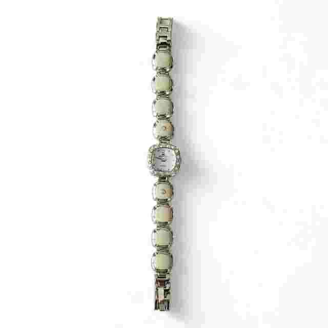 Denacci Jeweled Enamel Water Resistant Quartz 7½" Silver Tone Bracelet Watch