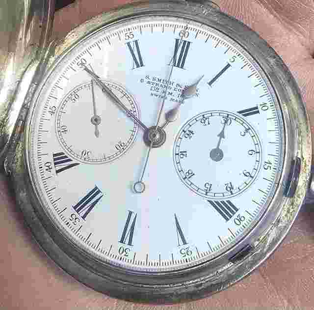Smith & Son Sterling Silver Hunter Case Chronograph Pocketwatch