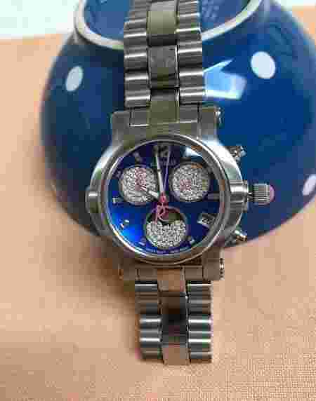 RENATO BEAUTY LIMITED EDITIO DIAMOND MOON PHASE TECH CHRONOGRAPH BLUE DIAL WATCH