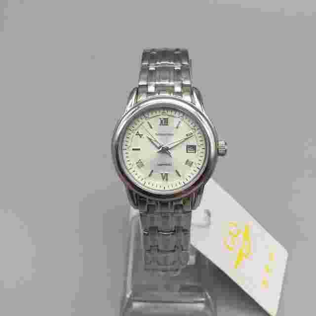 Guanqin Sapphire Watch Women Silver Tone Date 28mm Tags New Battery 7"
