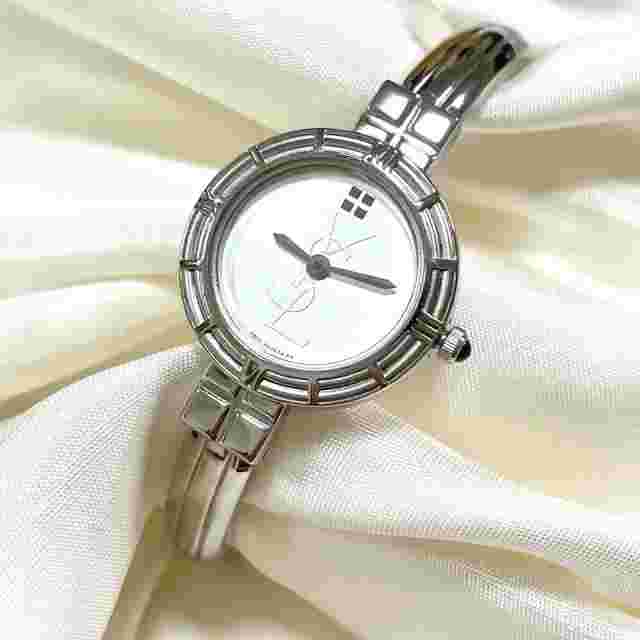 Yves Saint Laurent Silver Women's Vintage Quartz Watch 2.2cm 0.87in