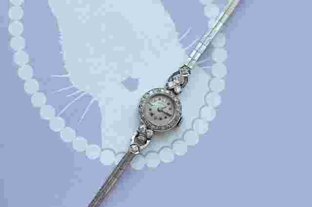 Vintage Nicolet ART DECO watch White Gold & Diamonds Bracelet Great condition