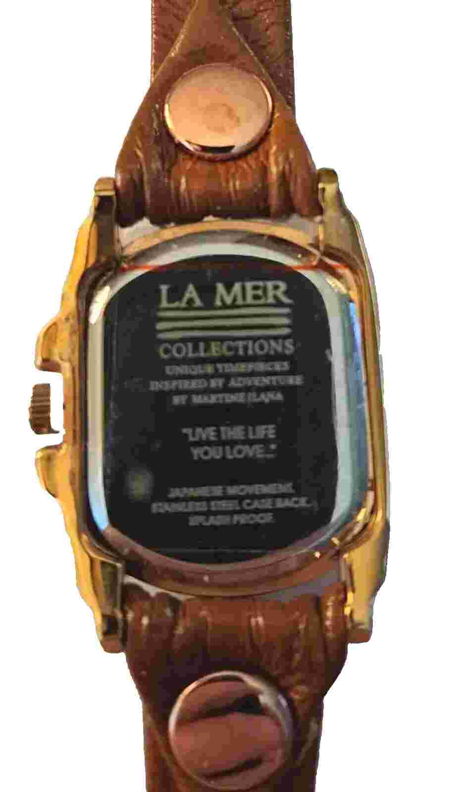 La Mer Collections 23" Brown Leather Wrap Watch, New