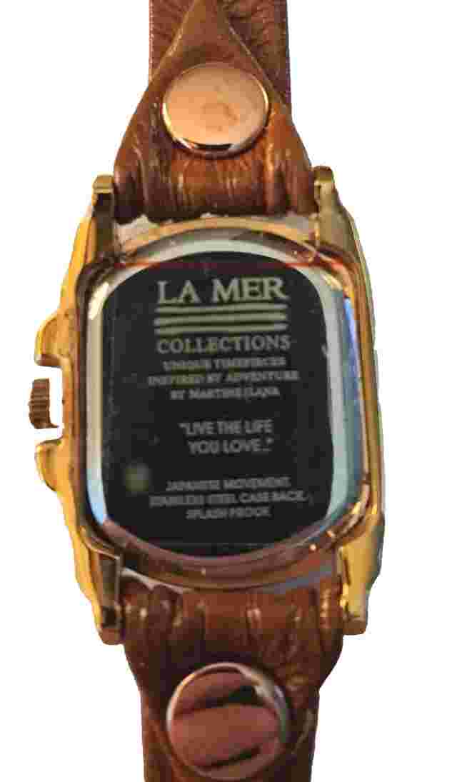 La Mer Collections 23" Brown Leather Wrap Watch, New