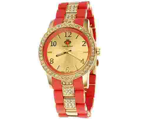 Louis Richard Women's Vida Swarovski Crystal Quartz Watch Pink/Black/White