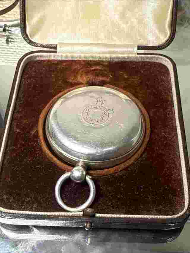 Antique 1880's Silver Pocket Watch "The Ludgate" by JW Benson Working  Box