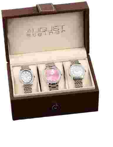 August Steiner Women's Dazzling Diamond Swiss Quartz 3 Watch Set MSRP $795