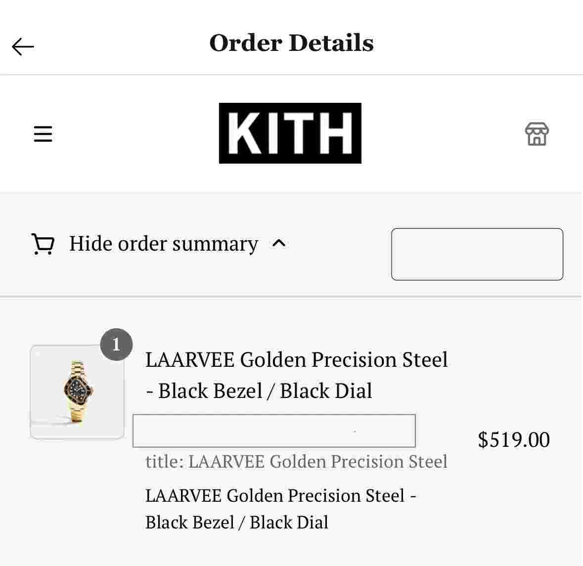 LAARVEE Golden Precision Steel watch Brand New Kith Bought