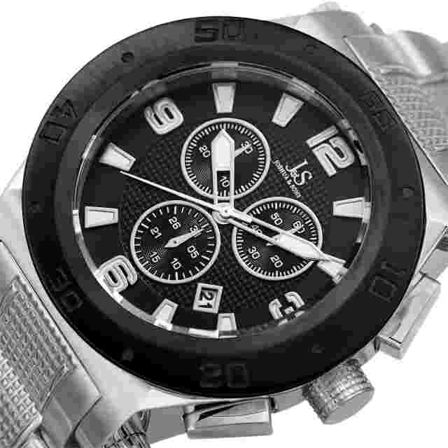 Men's Joshua & Sons JX104SSB Chronograph Date Complication Steel Bracelet Watch