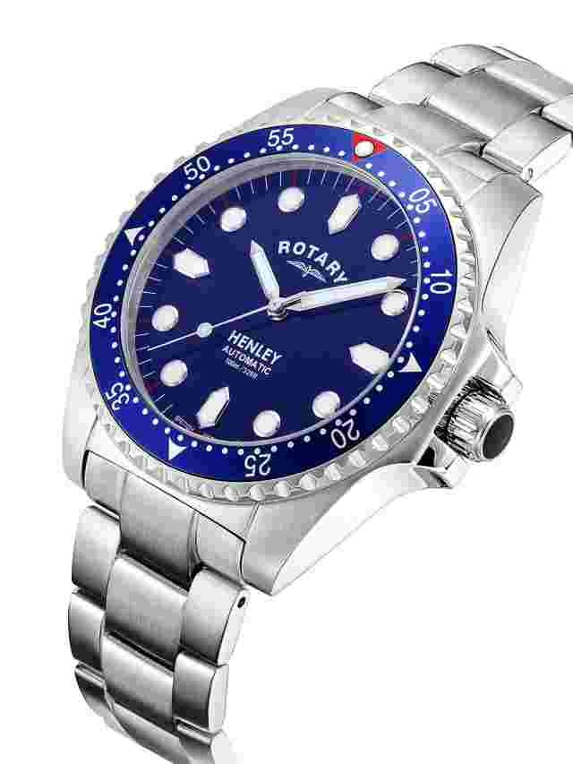 Rotary Mens Henley Automatic Watch With Blue Dial and Silver Strap Gb05136/05