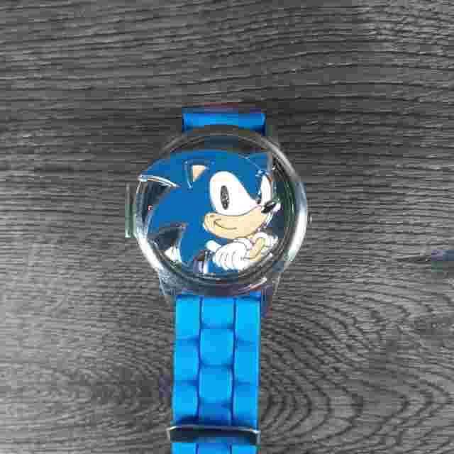 SONIC THE HEDGEHOG SPINNER WATCH ~ SEGA FLIP COVER BLUE SILICONE WRISTBAND