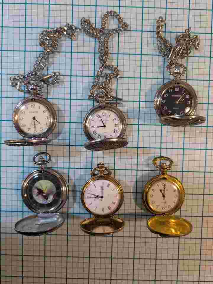 Pocket Watches Eagles, Train, Wildlife, Golf Lot of 6 Untested Parts and Repair