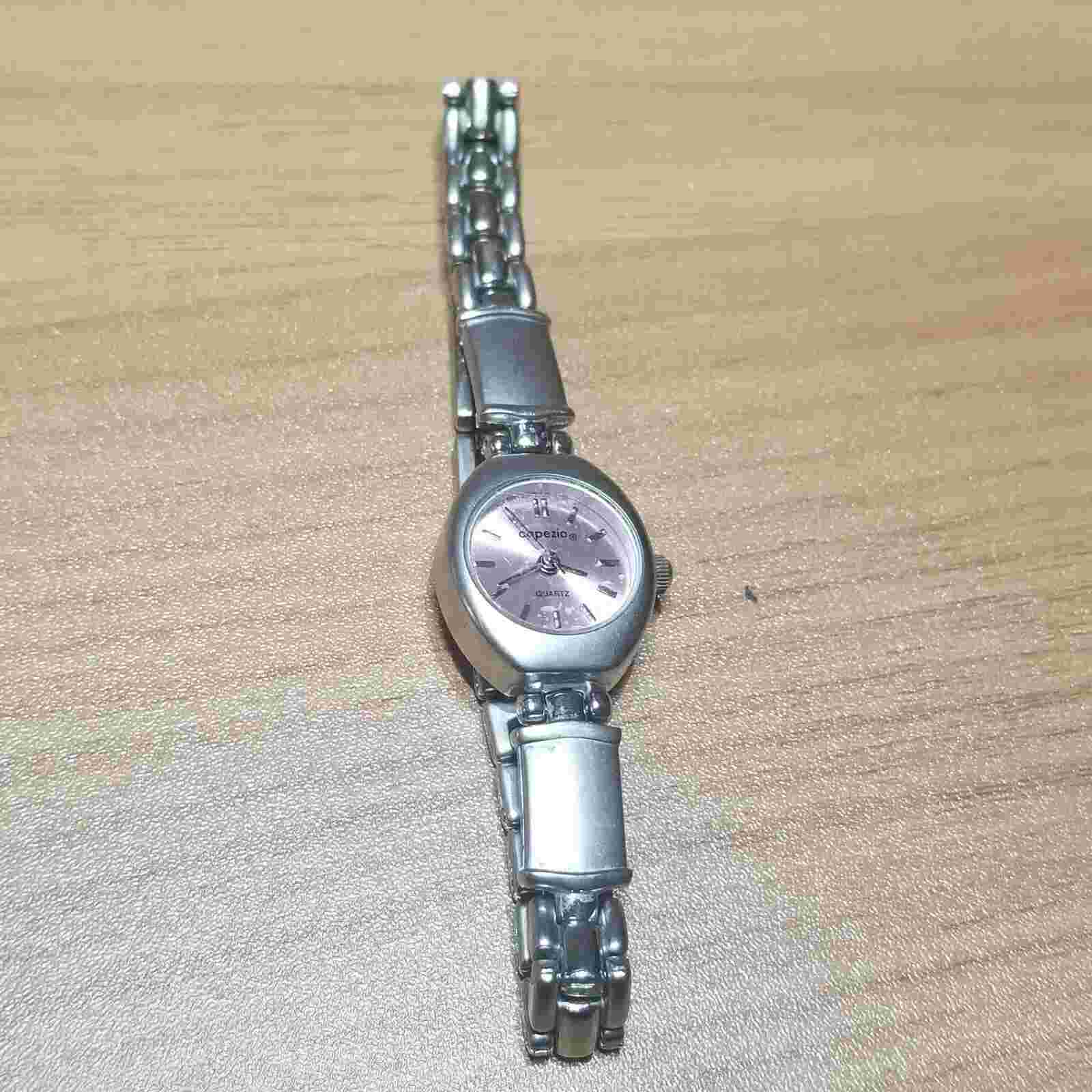 Capezio Ladies Cute Bracelet Watch Pink Sunburst Dial Analog Quartz Charm 19mm
