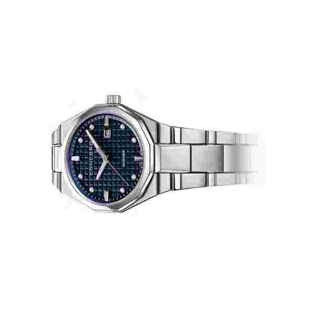 Concord Mariner 0320423 Quartz Steel Blue Square Pattern Dial 30mm Ladies Watch