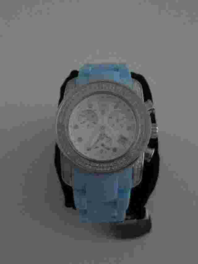 Swiss Legend Woman's Diamond Commander Chronograph Rubber Strap Watch
