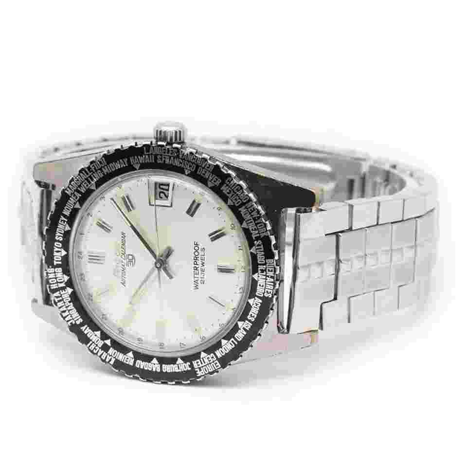 Ricoh Automatic Calendar 30 World Time Bezel 1960 38mm Silver Dial Men's Watch