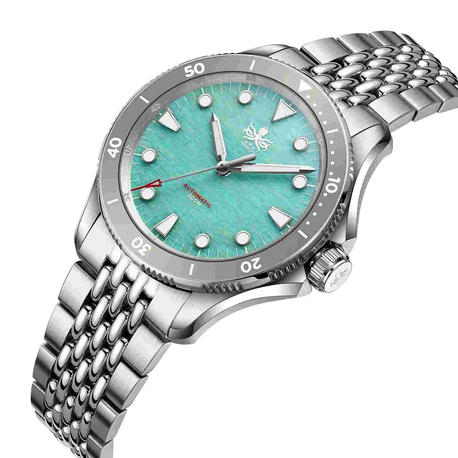 PHOIBOS Delphinus 200M Automatic Diver Watch PY055JN Amazonite No Date
