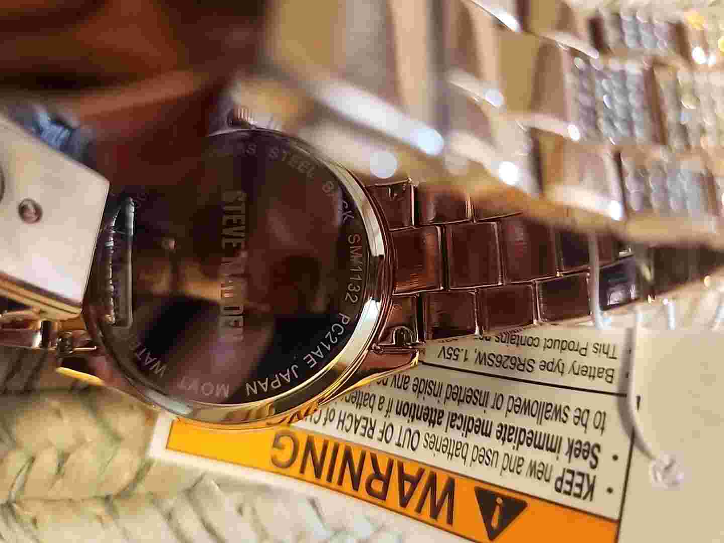 Steve Madden NYC Women’s Watch Rose Gold Tone Gem Bezel Wristwatch New Battery