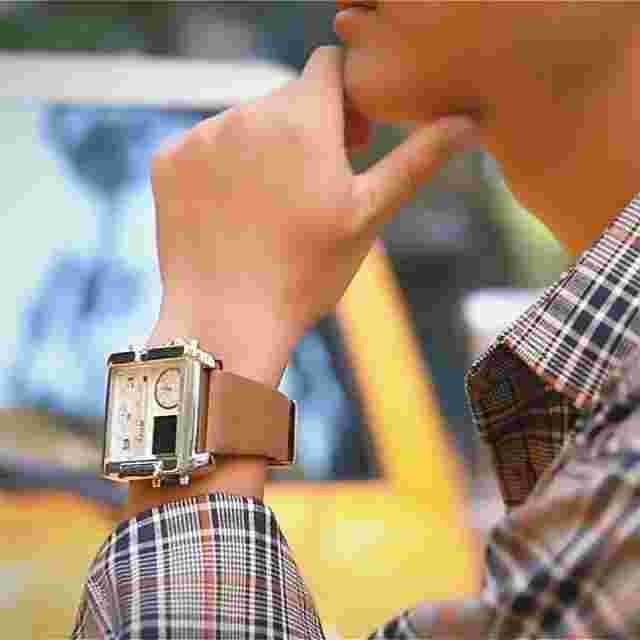 Men's Quartz Sport Watch Chronograph LED Square Analog Japan Movement Waterproof