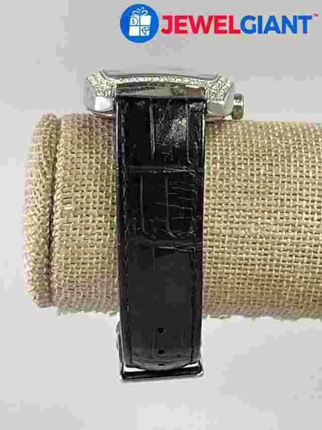 NOLAN MILLER SILVER-TONE WATCH 8" WHITE STONE NOT WORKING, SOLD AS IS #DX471