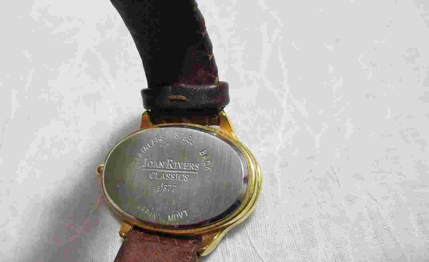 Joan Rivers Classics Wristwatch Brown Leather Band-Brown Face w White Crystals