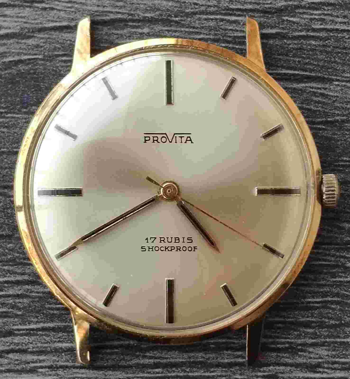 Vintage men's german Provita hand-winding watch 35 mm PUW 360