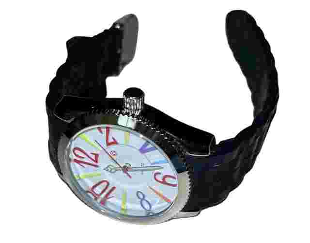 Crayo Colorful Numerals w/ Black Silicone Strap Unisex Watch Working
