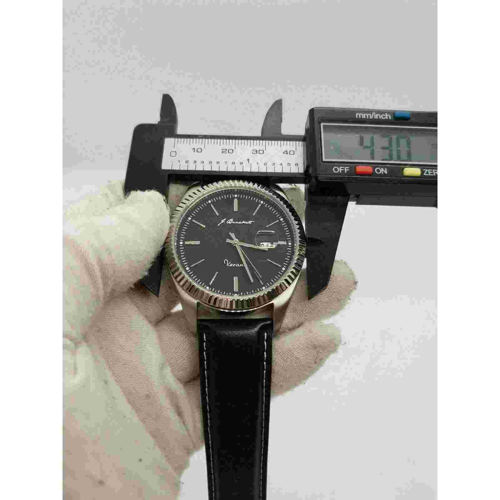 J Brackett Mens Watch Verona Leather Band 43mm Japanese Miyota Quartz