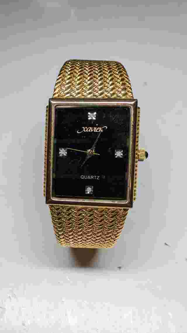 Vintage Xavier Quartz Men's Watch Masterpiece Diamond Swiss 80's Gold Plate Runs
