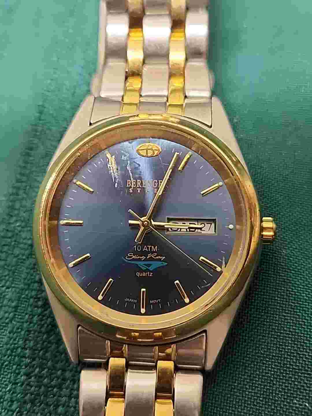 Men's Vintage Berenger Steel Sting Ray 10 ATM Quartz