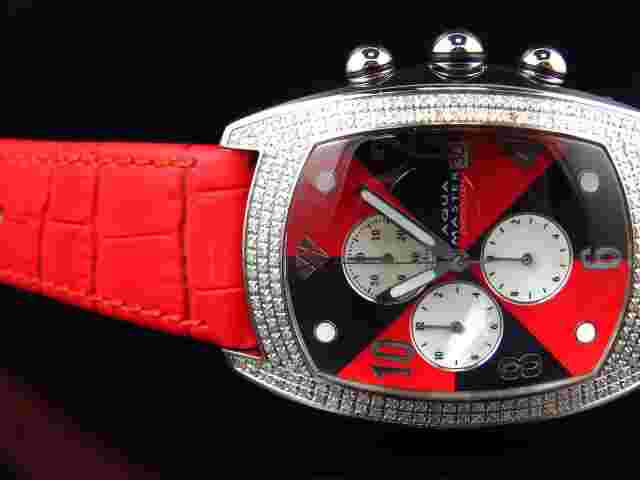 New Aqua Master Joe Rodeo Red Black W 42 Bubble Genuine Diamond Watch 2.5 Ct